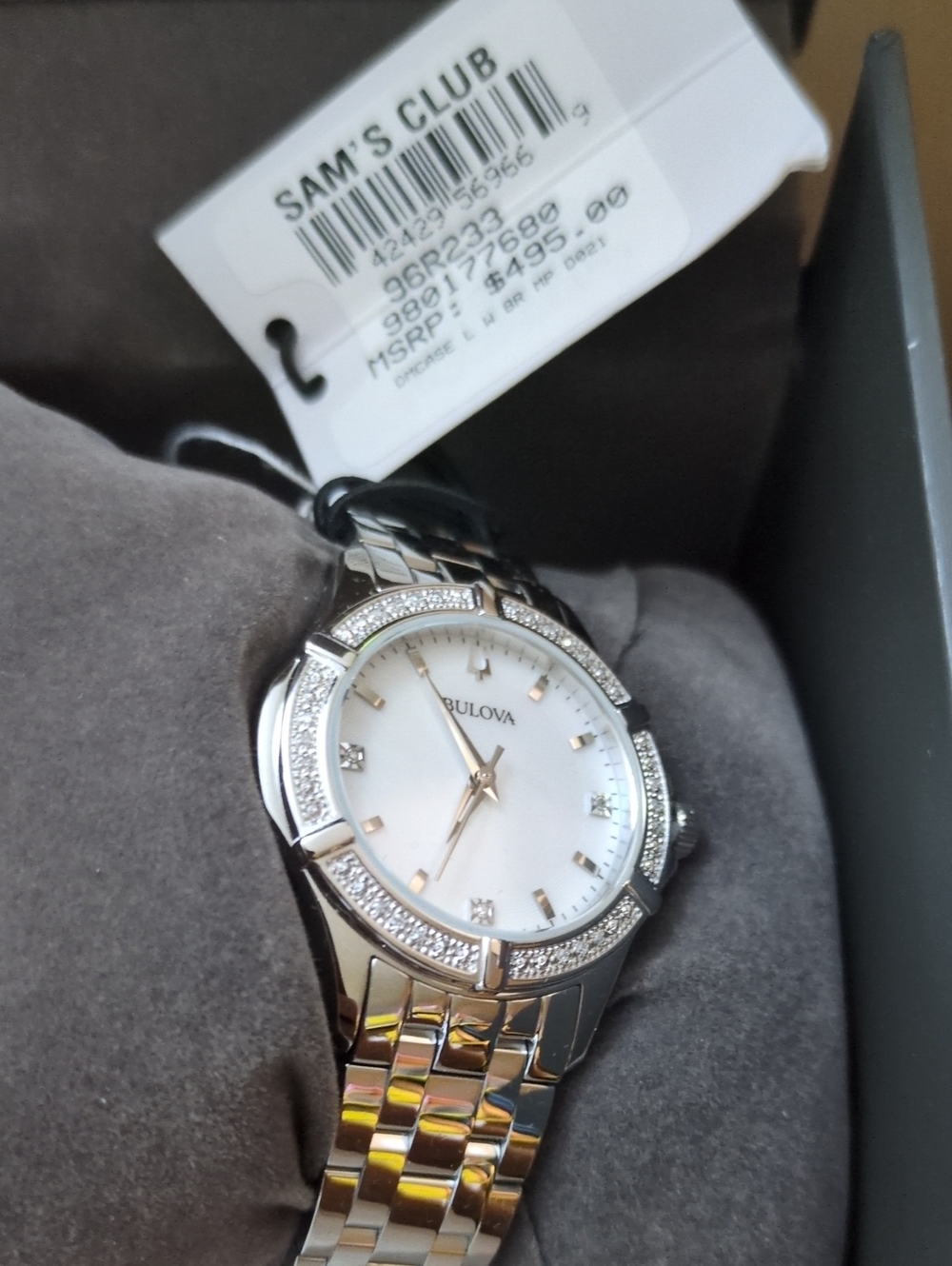 Bulova Silver-Tone Women's Crystal Accent Watch with White Dial